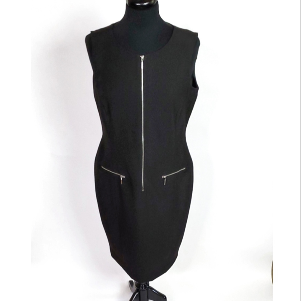 Nine & Co. Black Fitted Zip Tank Dress